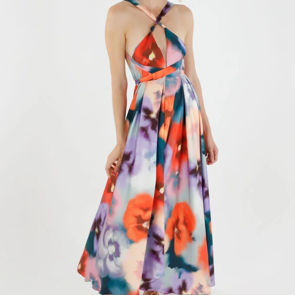 Especia Alejandra Maxi Halter Dress Sz Small - Picture 2 of 9